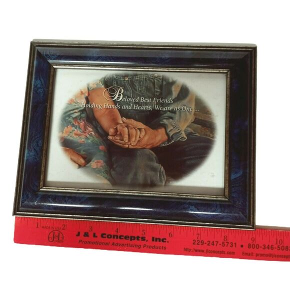 Farmer Couple Framed Print Love Inscription VTG Decor 💙 - Picture 7 of 9